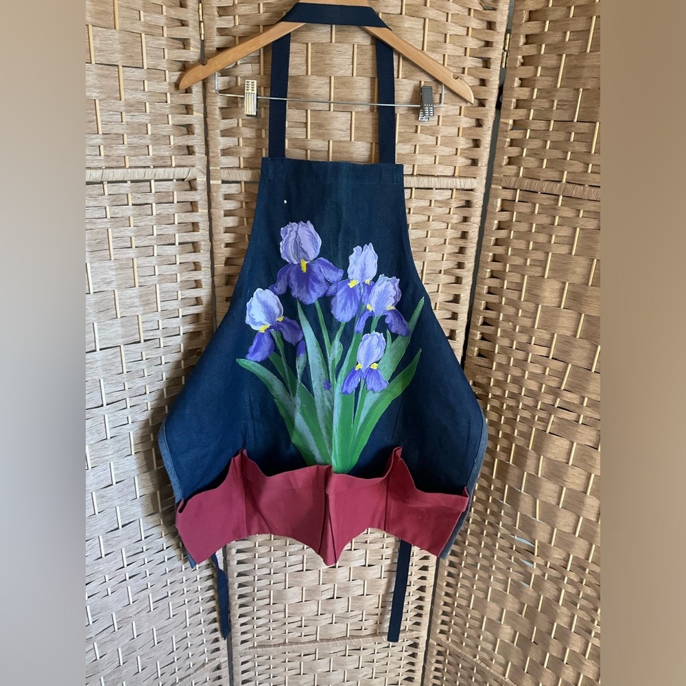 Liz Lauter Floral Apron with Purple Irises
